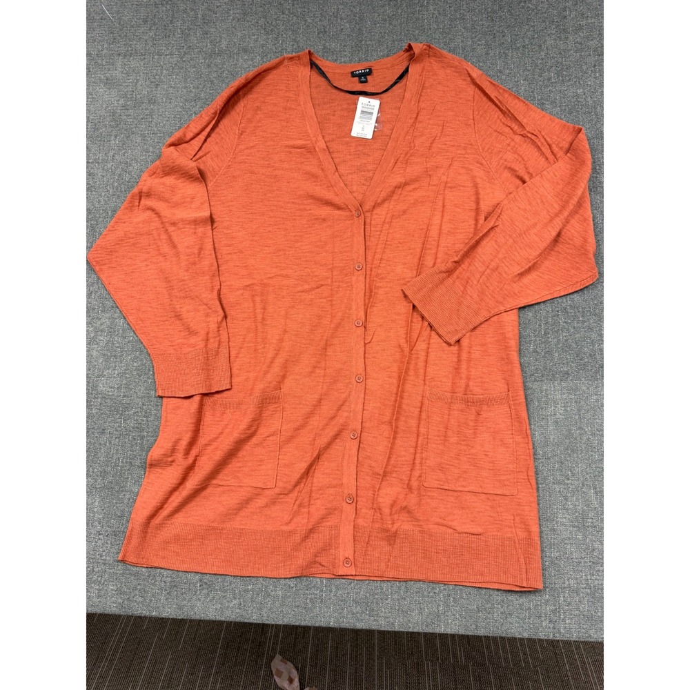 Torrid Auburn Orange Slub Knit Boyfriend Cardigan Sweater 5X 5 15462360 NWT